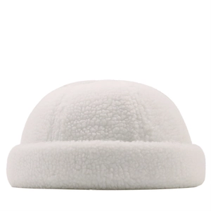 Winter Lamb Wool Docker Hat Brimless Cap Warm Fleece Miki Hat With Adjustable Leather Strap Retro Streetwear