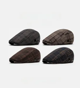 Detailed comparison of four retro plaid wool patterns for newsboy and ivy flat caps