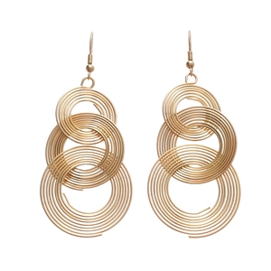Minimalist hollow geometric gold multi-circle hoop earrings with elegant metal tassel hooks