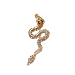 Exquisite gold plated dragon brooch with shimmering white zircon stones for formal wear