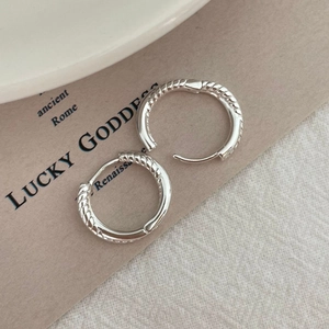 Wave Ripple Hoop Earrings 925 Sterling Silver Twisted Rope Texture Minimalist Geometric Jewelry For Women