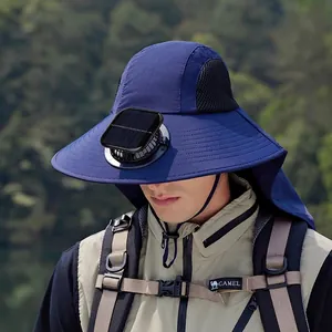 Cappello parasole con protezione collo e ventola solare per pesca ed escursionismo