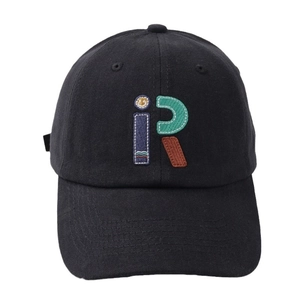 Classic black cotton baseball cap featuring colorful R letter embroidery on front