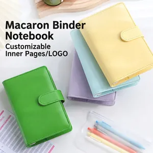 PU Leather Loose-leaf Notebook Macaron Ring Binder Budget Planner For Cash Savings Financial Planning Stationery