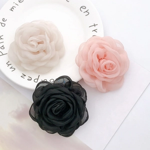 Handmade Fabric Rose Flower Charms DIY Chiffon Gauze Floral Decoration For Phone Case Shoes Hair Accessories Elegant
