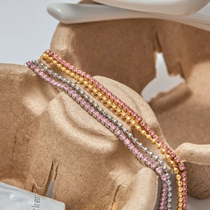 Bracelets tennis de luxe en acier inoxydable plaqué or 18 carats et argent avec zircons roses
