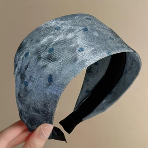 Serre-tête bleu à pois avec tissu scintillant métallique au design large et antidérapant