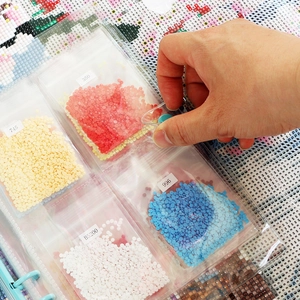 5D diamond painting organizer album with transparent bags for colorful resin drills