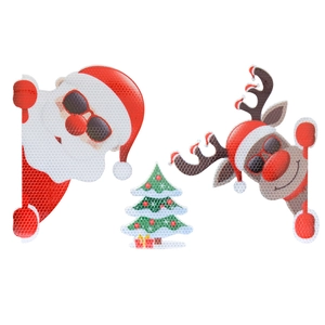 Detail of reflective honeycomb texture on Santa and reindeer magnetic car decals