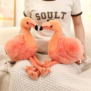 Ensemble de poupées flamant rose en peluche douce à poils longs pour décor d'enfant
