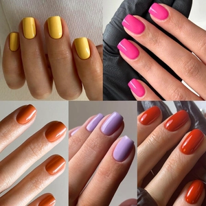 Solid Color Press On Nails Short Square Fake Nails Glossy Full Cover False Nails For Women Simple Daily Wear