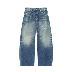 Women High Waist Wide Leg Jeans Ripped Distressed Washed Blue Denim Straight Casual Trousers