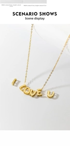 Close-up of S925 silver I LOVE U letter charms in gold plating with dimensions
