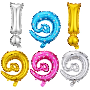 Palloncini in alluminio a punto esclamativo e spirale in oro, argento e cuori colorati