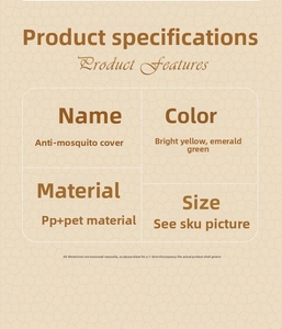 Detailed specification chart showing PP and PET materials for the hollow food cover