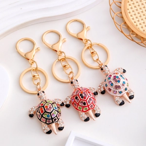 Rhinestone Sea Turtle Keychain Zinc Alloy Crystal Animal Key Ring For Women Bag Pendant Charm Decoration Birthday Gift