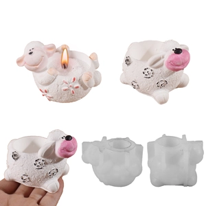Lamb Sheep Silicone Mold DIY Candle Holder Flower Pot Resin Gypsum Ornament Easter Decoration Animal Shaped