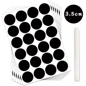 Set of 24 waterproof black chalkboard labels with a 3.5cm diameter and white marker