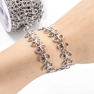 Silver stainless steel four-leaf clover chain necklace for DIY jewelry making
