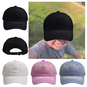 Kids Baseball Cap Distressed Washed Fabric Outdoor Sun Protection Adjustable Vintage Peaked Hat For Boys Girls