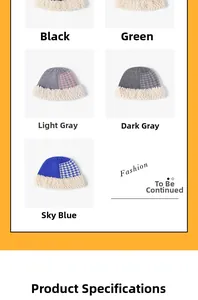 Collage of thick knitted fisherman hats with white faux fur trim in five varied colors