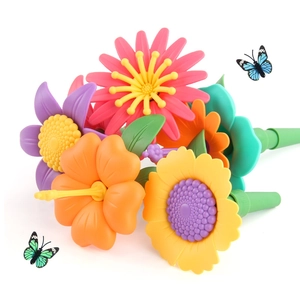 DIY colorful flower garden building blocks set for educational STEM toy play