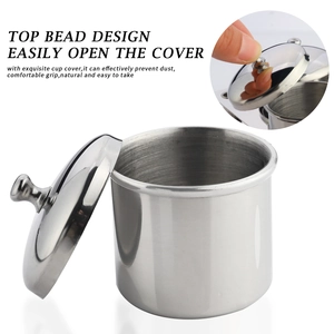 Detail of stainless steel nail art cups showing top bead design for easy opening