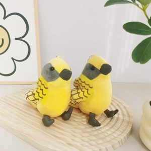 Cute Oriole Bird Plush Keychain Pendant Soft Short Plush Cartoon Animal Bag Charm For Girls Kids Yellow