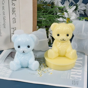 3D teddy bear silicone mold for DIY candles and soap with detailed knit texture