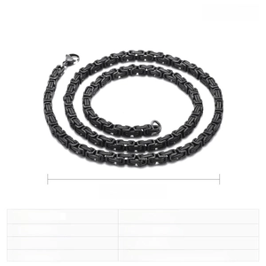 Detailed specs of a 700mm black stainless steel Byzantine chain with 5mm width