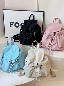 Nylon oxford mini backpacks for women in black pink blue and beige colors