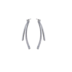 Elegant silver long tassel earrings with cubic zirconia stones and minimalist design