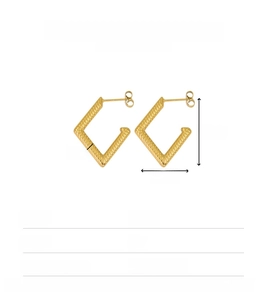 Detailed size specifications for gold geometric rhombus stainless steel earrings