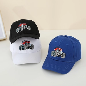 Kids Baseball Cap Cotton Monster Truck Embroidery Adjustable Sun Protection Outdoor Sport Hat For Boys