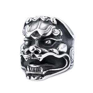Vintage Punk Kylin Ring für Herren mit antikem Silberfinish und mythischer Gravur