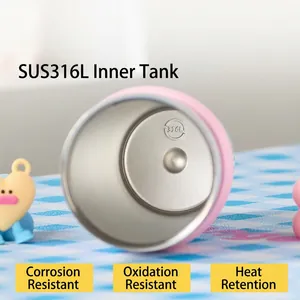 Pink stainless steel thermal mug with SUS316L inner tank and carry handle
