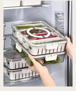 Storing thick PET plastic food containers with airtight lids in a clean refrigerator
