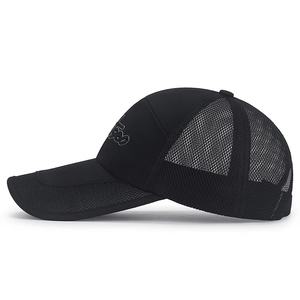 Unisex long brim sun protection baseball cap with breathable mesh and Fashion embroidery