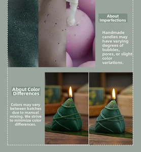 Detail of handmade zongzi-shaped green candle showing natural bubble textures and wax finish