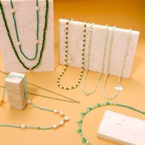 Beaded Necklace With Freshwater Pearl And Natural Stone Stainless Steel Chain For Women Elegant Summer Jewelry