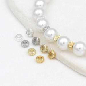 Perline distanziatrici in metallo sfaccettato placcato oro 18K per gioielli DIY