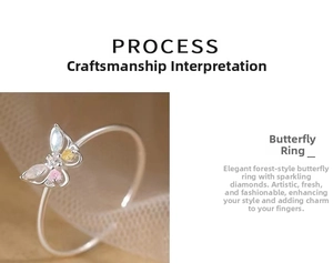 Detail of a butterfly ring with four colored marquise-shaped gemstones and central diamond