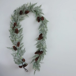 1.8m Artificial Christmas garland with PE red berries, pine cones and green leaves