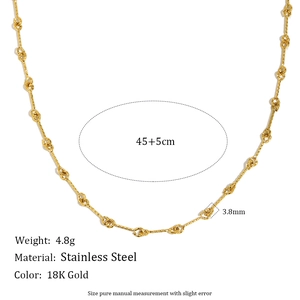 Detailed size specs for 18K gold plated stainless steel necklace with measurements