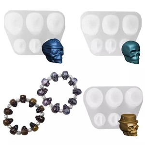 Halloween Skull Silicone Mold DIY Resin Jewelry Making Pendant Beads Pirate Gentleman Hat Style Gothic