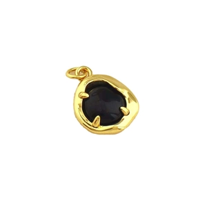 18k gold plated heart pendant with black onyx inlay for DIY necklace and bracelet