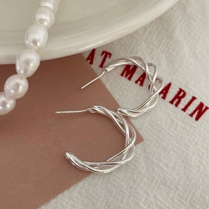 Minimalist Twisted Rope Wave Hoop Earrings With 925 Sterling Silver Earring Post Elegant Jewelry For Women