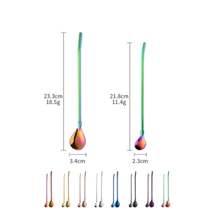 304 stainless steel straw spoon in multiple colors for yerba mate and coffee drinks