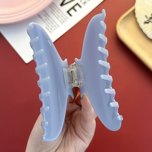French style light blue butterfly hair claw clip made of premium acetate for women