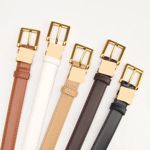 Vintage alloy buckle leather belts for women in five colors with golden square pin buckles